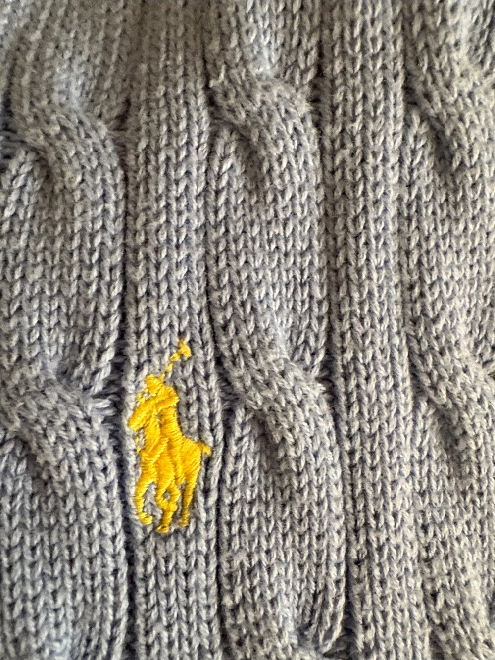 Polo by Ralph Lauren Light Blue Cable Knit V-Neck Sweater Vest with Yellow Pony - Picture 3 of 6